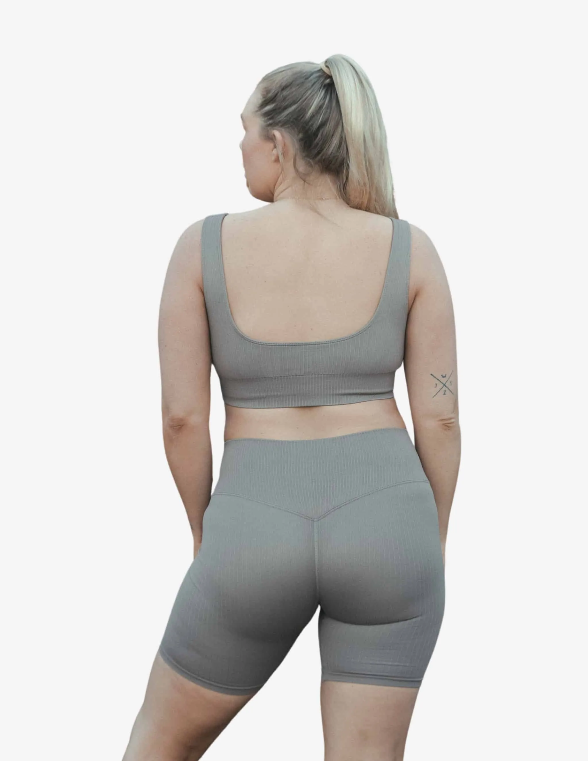 Espresso Ribbed Seamless Biker Shorts