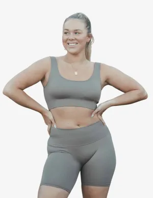 Espresso Ribbed Seamless Biker Shorts
