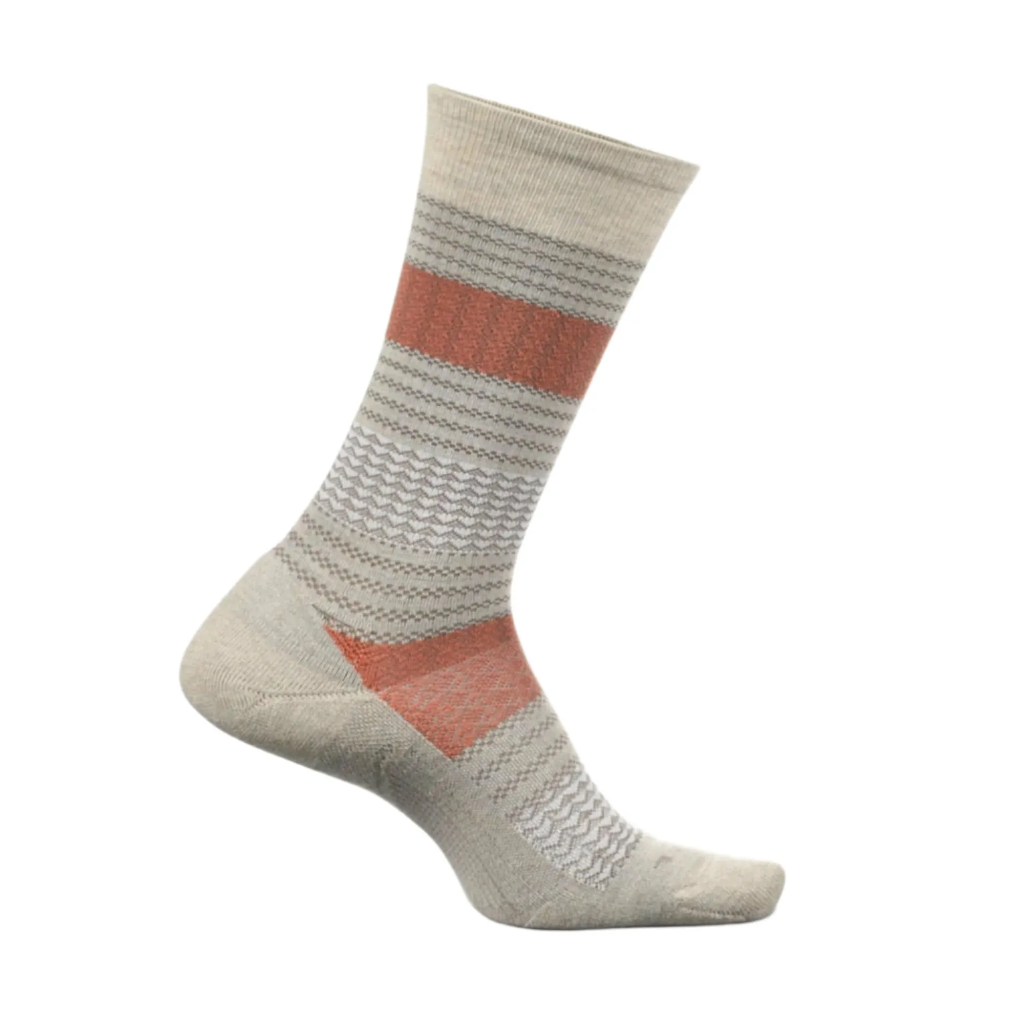 Feetures Womens Everyday Jacquard Block Cushion Crew Socks