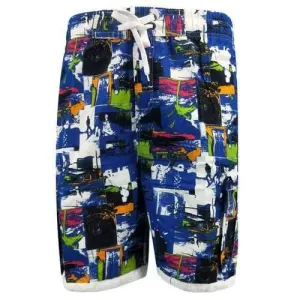 Figure Print Drawstring Hem Beach Shorts - Blue Orchid M