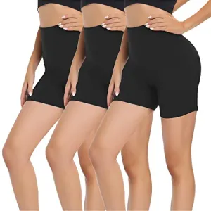 GAYHAY 3 Pack Biker Shorts for Women – 5” High Waisted Tummy Control Soft Workout Shorts for Yoga Athletic Running Cycling