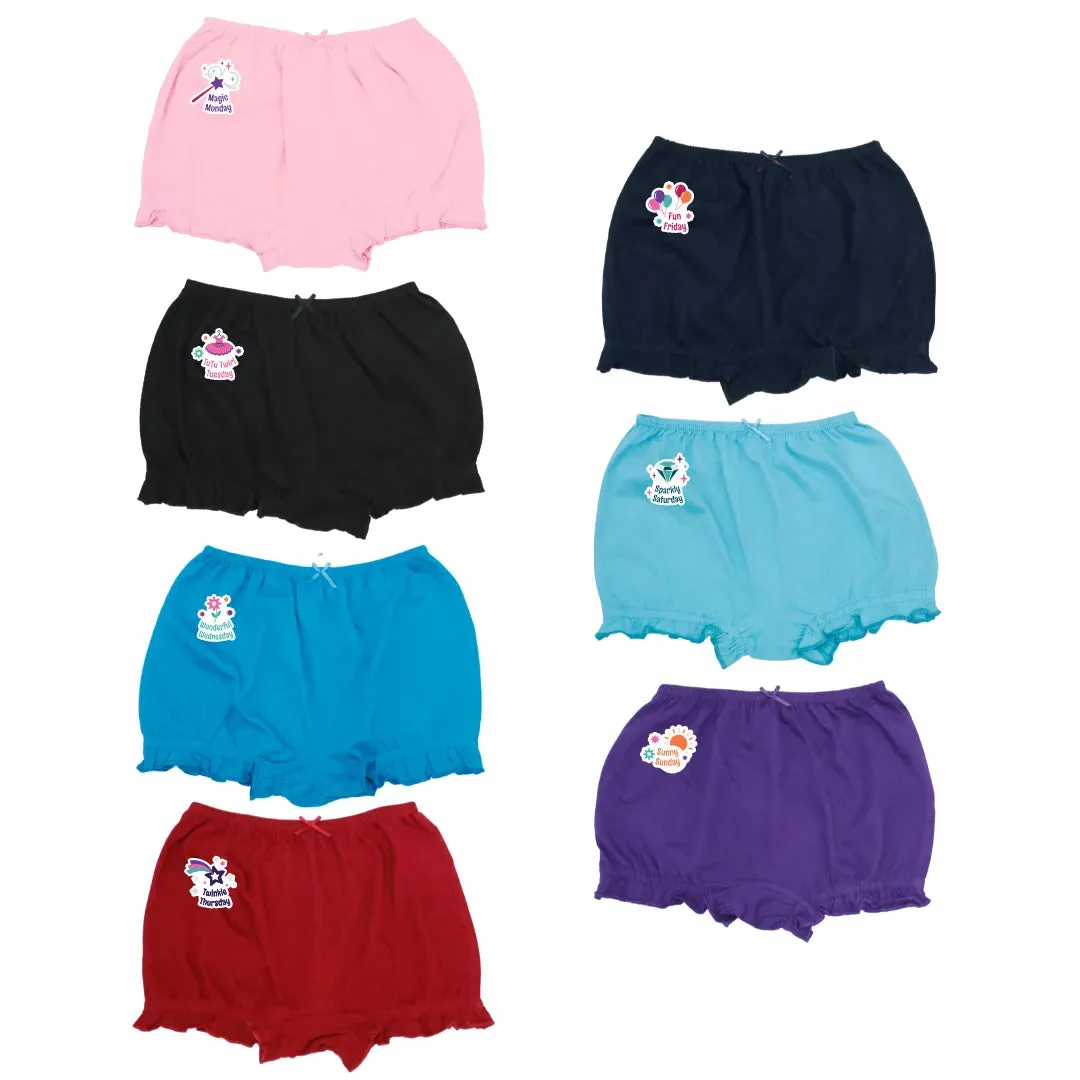 Girl's Bloomers | Ultra Soft Waistband | Protects Privacy | 7 Pack