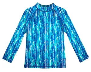 Girls UPF 50  Printed Long Sleeve Rashguard | Water Tie Dye