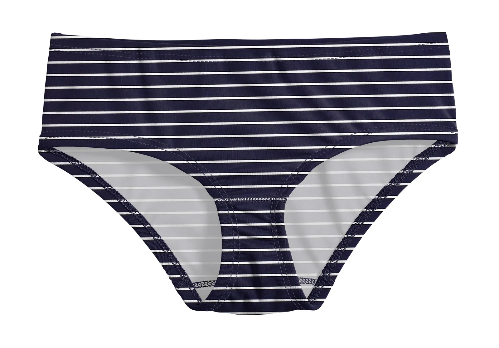 Girls UPF 50  Printed Swim Briefs  | Marine Navy w- White Stripes