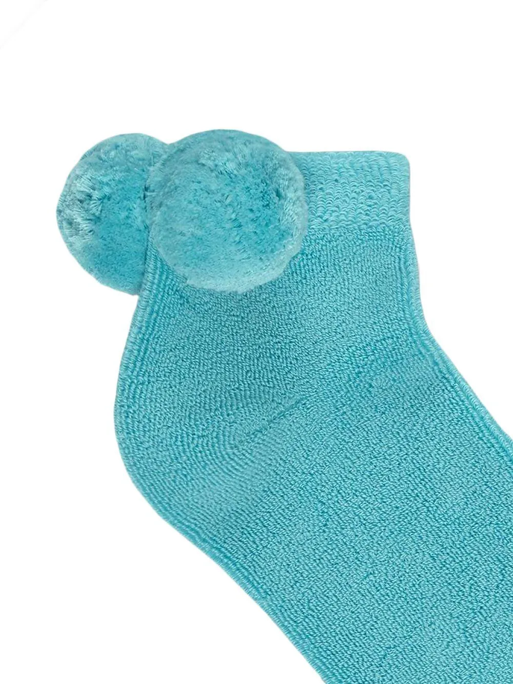 Gucci Cotton Ankle Socks with Pom-poms in Sky Blue
