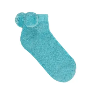 Gucci Cotton Ankle Socks with Pom-poms in Sky Blue