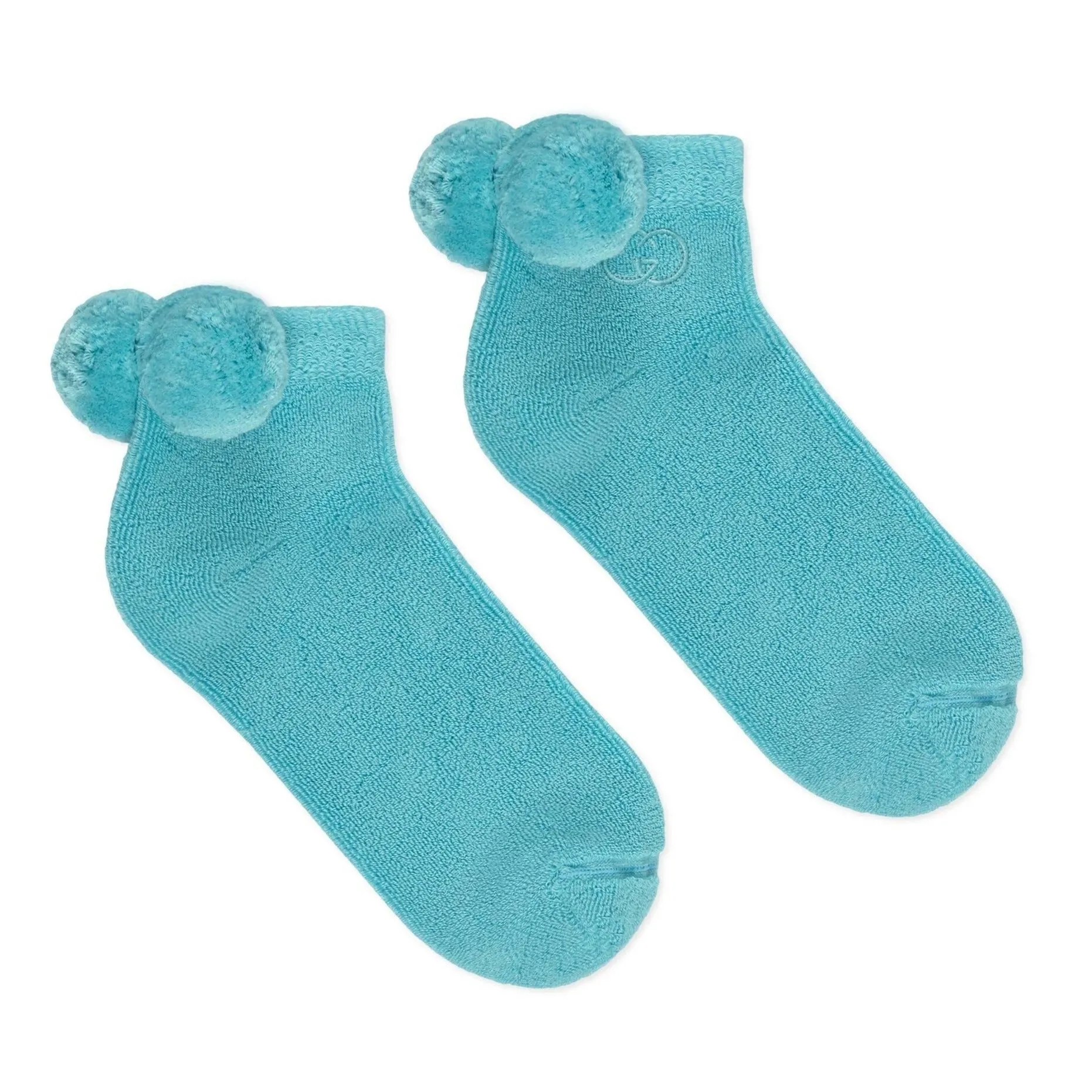 Gucci Cotton Ankle Socks with Pom-poms in Sky Blue
