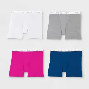 Hanes Premium Women's 4pk Cotton Mid-Thigh Comfortsoft Waistband Boxer Briefs S