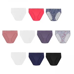 Hanes Women's 10pk Cotton Hi-Cut Briefs PW43AS Colors May Vary 9