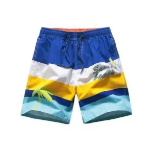 High Waist Drawstring Color Block Board Shorts - Xl