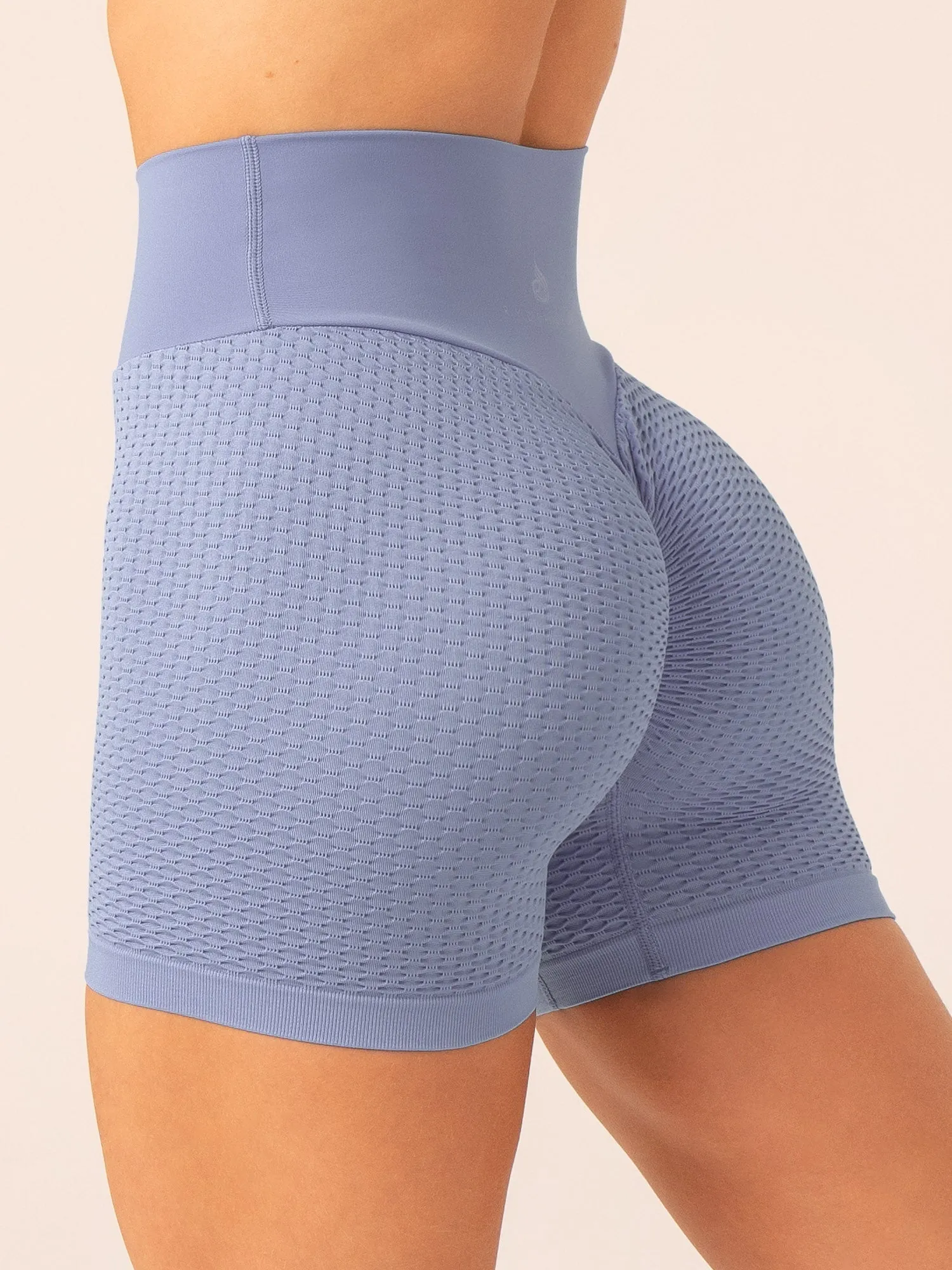 Honeycomb Scrunch Seamless Shorts - Steel Blue