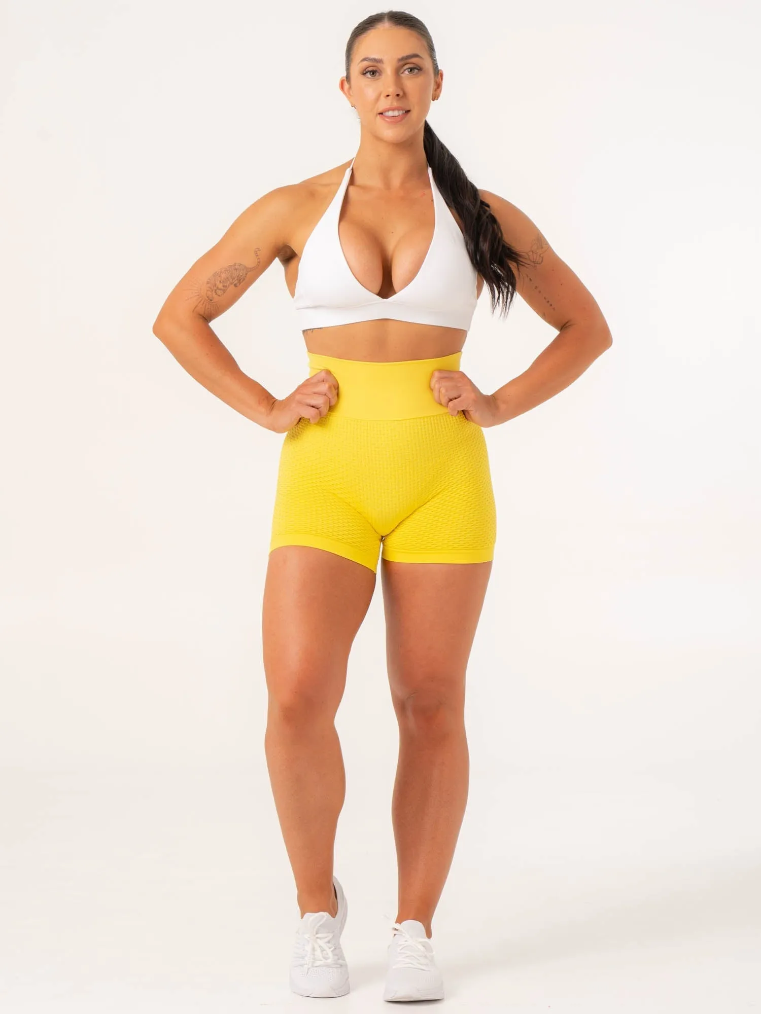 Honeycomb Scrunch Seamless Shorts - Yellow