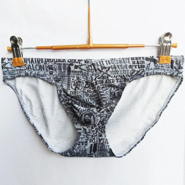 Hot Men Sexy Briefs Printed Breathable Soft Underwear Cucea Underpants Man Comfortable Gay Pants Cueca Male Panties HT023