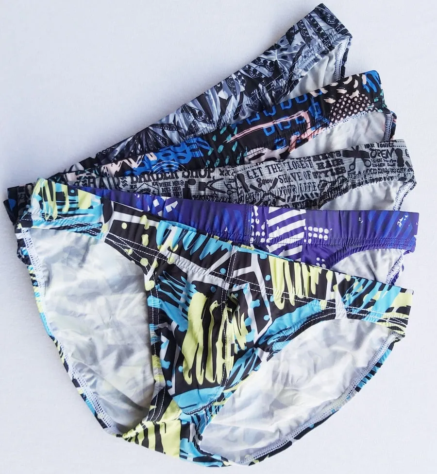 Hot Men Sexy Briefs Printed Breathable Soft Underwear Cucea Underpants Man Comfortable Gay Pants Cueca Male Panties HT023