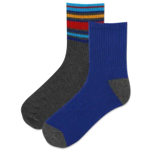 HOTSOX Men's Cuff Stripe Quarter 2 Pair Pack