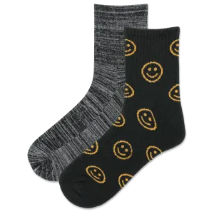 HOTSOX Men's Smiley Face Ankle Sock 2 Pair Pack