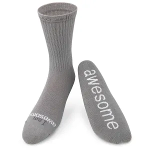 I am awesome® grey crew socks