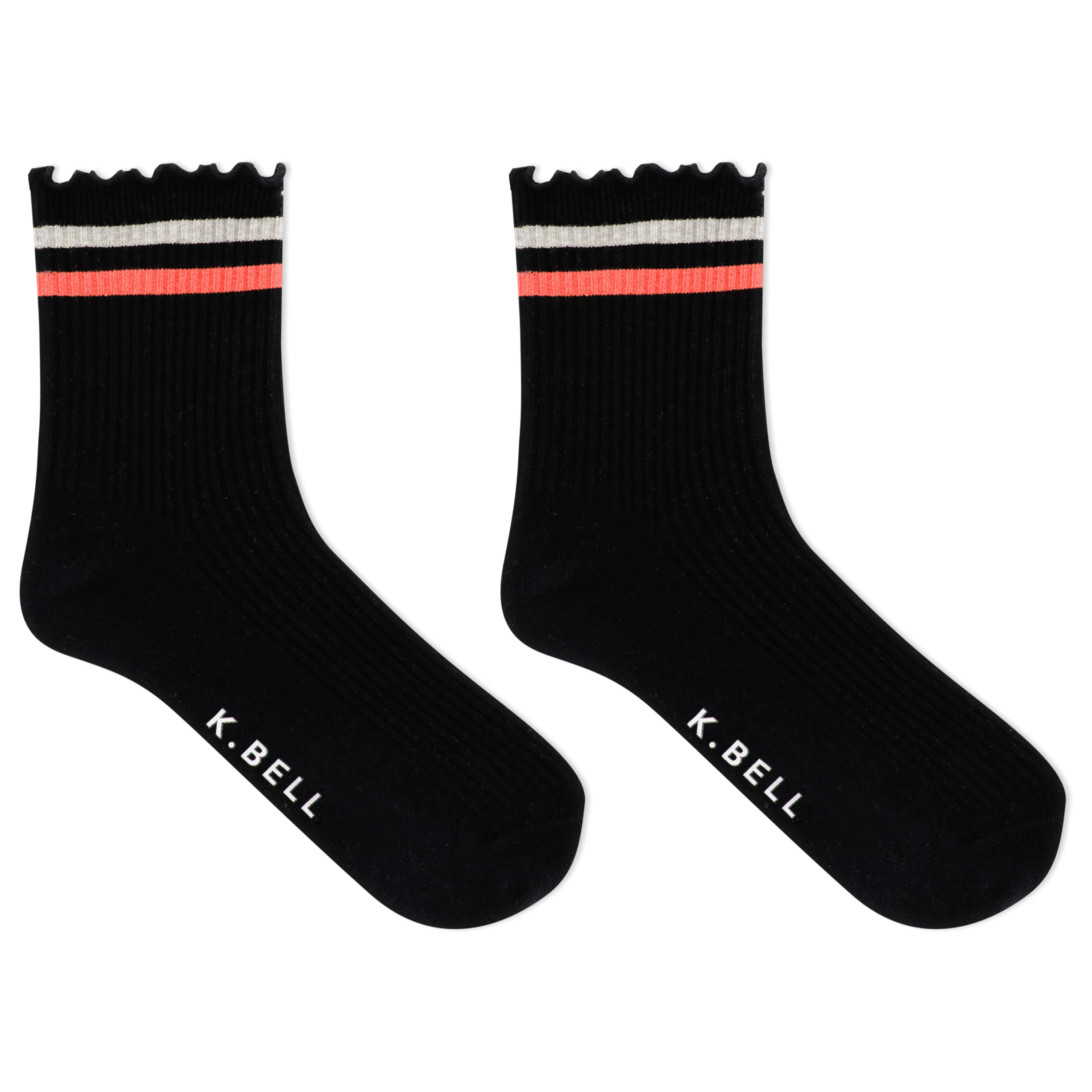 K.Bell Women's Retro Varsity Lettuce Edge Crew Socks