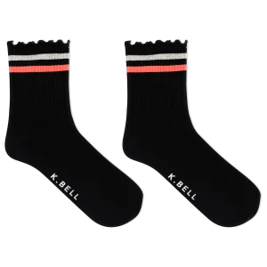 K.Bell Women's Retro Varsity Lettuce Edge Crew Socks