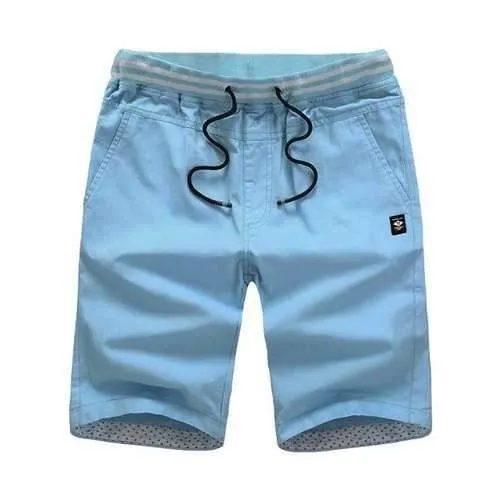 Lace Up Label Design Casual Shorts - Light Blue 4xl