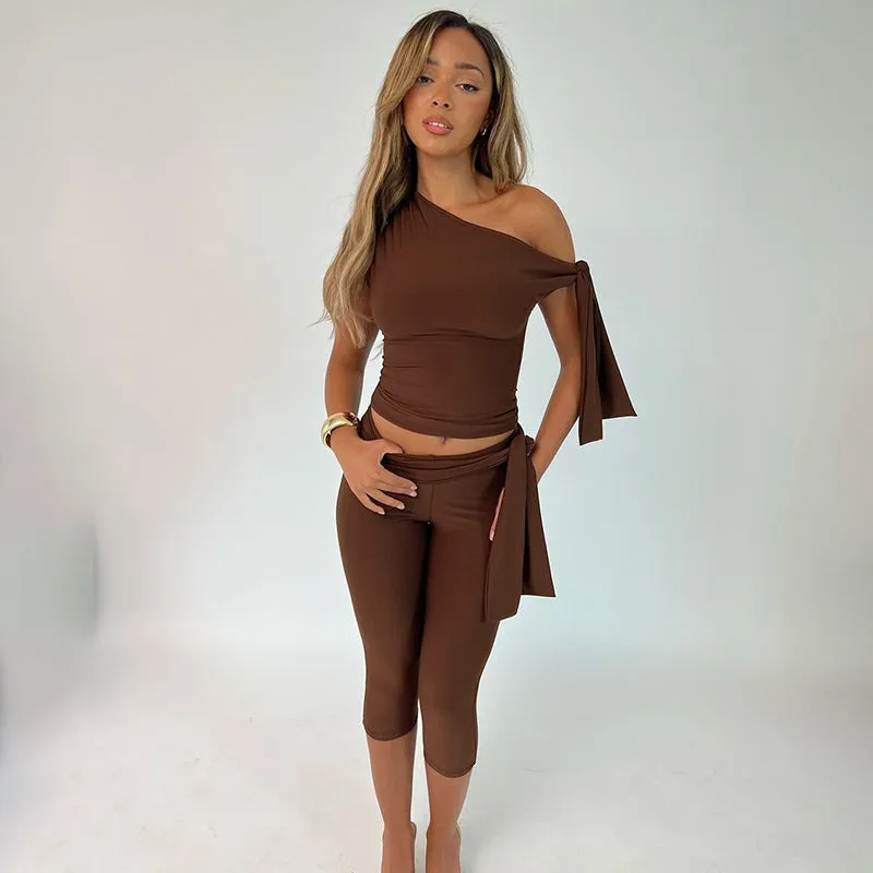 Lace Up Shorts Set