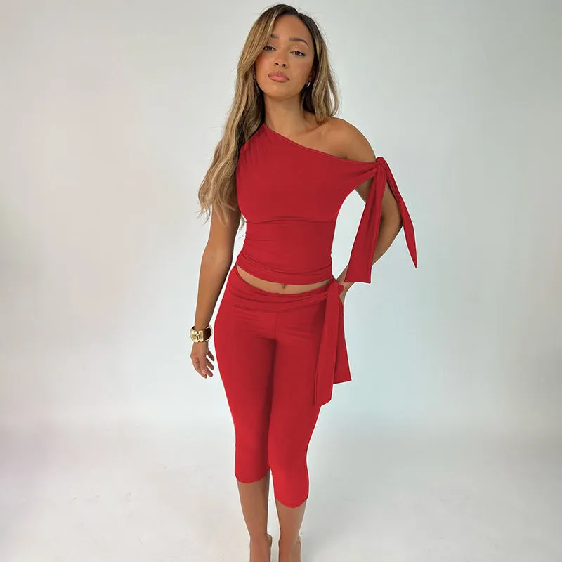 Lace Up Shorts Set