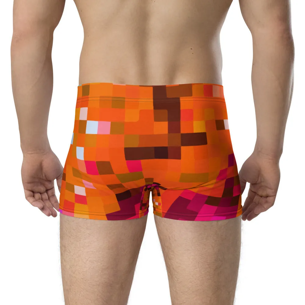 LGBT Mens Boxer Briefs - Orange Checked