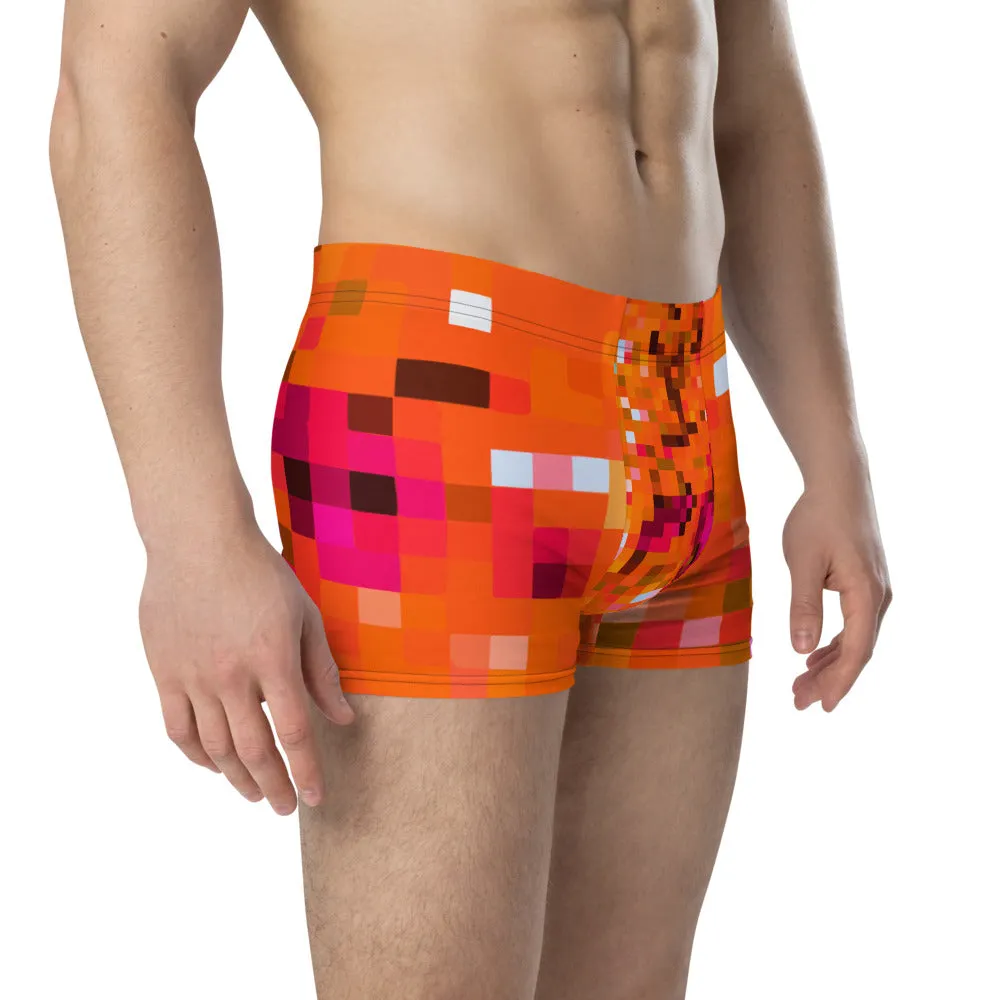 LGBT Mens Boxer Briefs - Orange Checked
