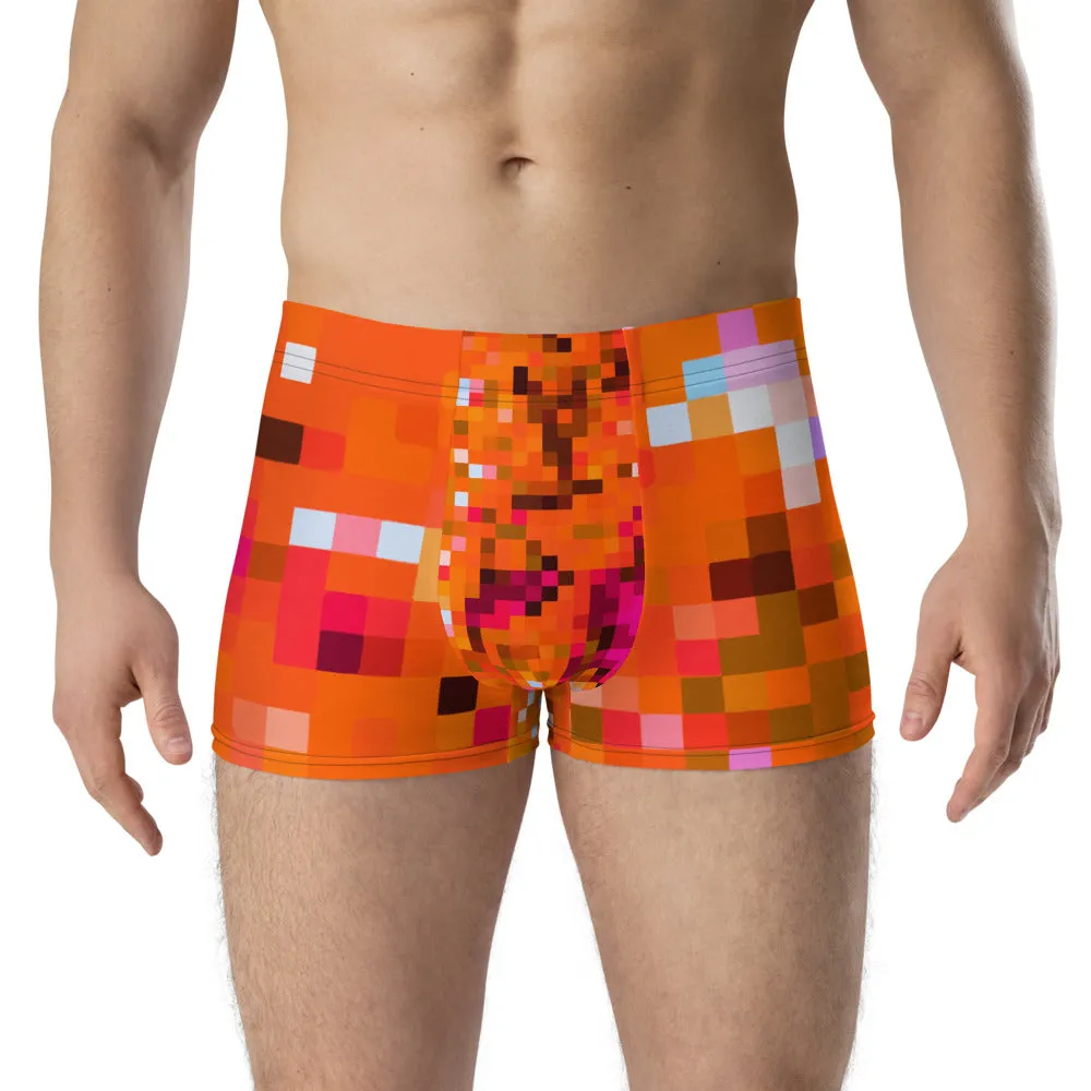LGBT Mens Boxer Briefs - Orange Checked