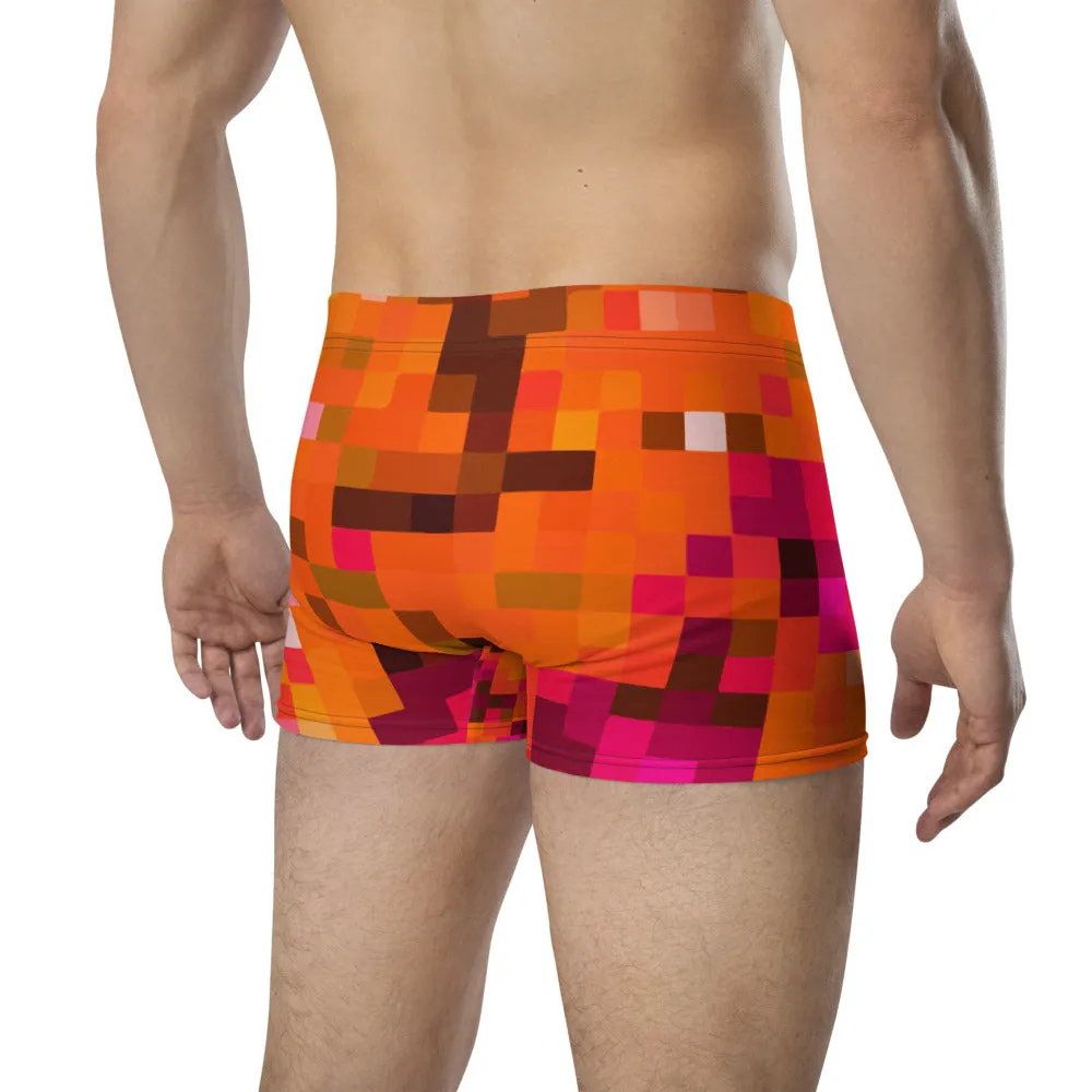 LGBT Mens Boxer Briefs - Orange Checked