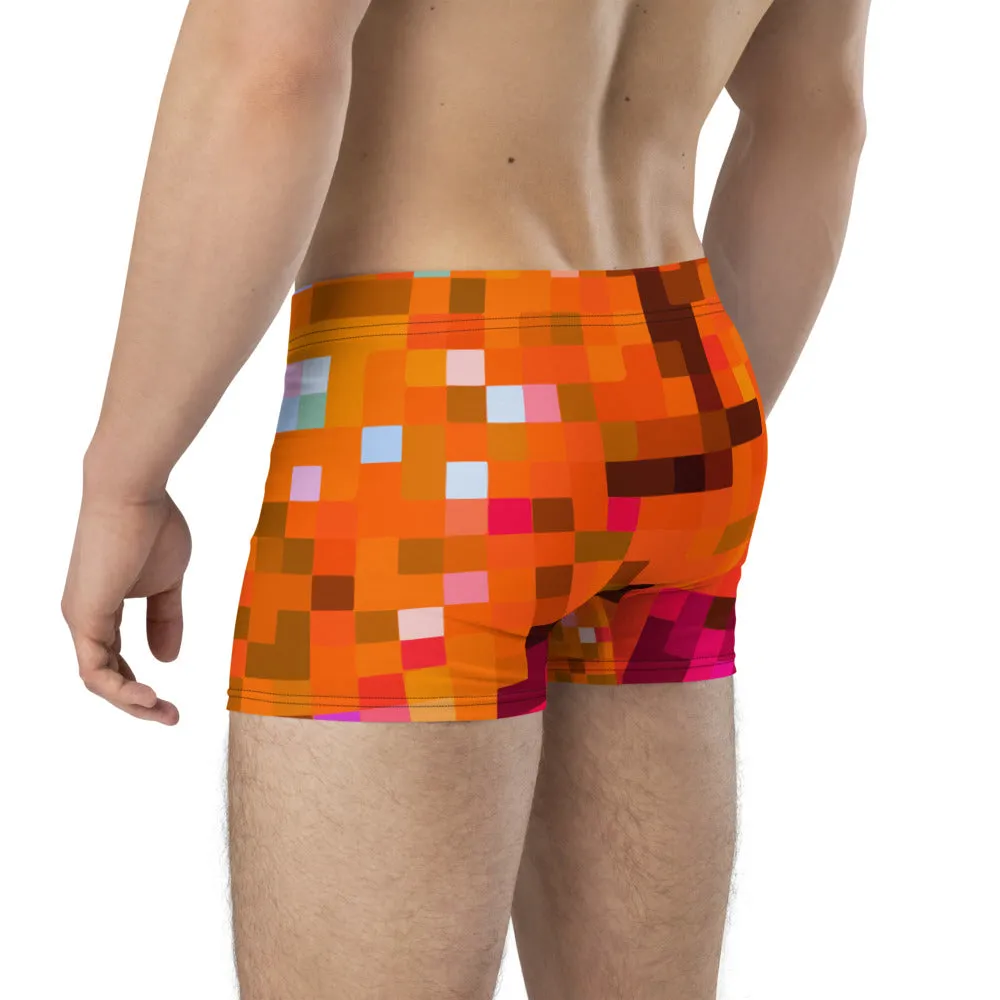 LGBT Mens Boxer Briefs - Orange Checked