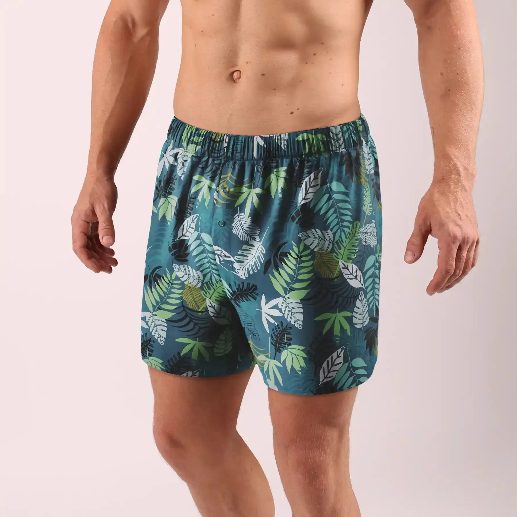Loose Fit Boxer, 3.2", Fern Leaves
