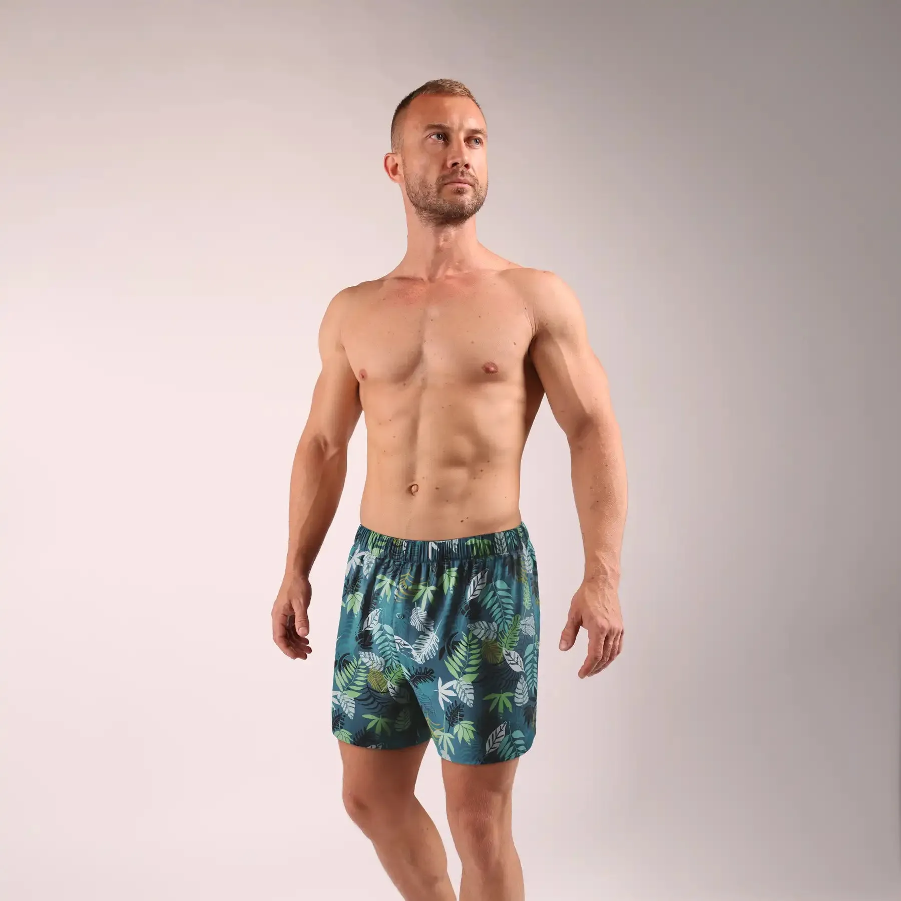Loose Fit Boxer, 3.2", Fern Leaves