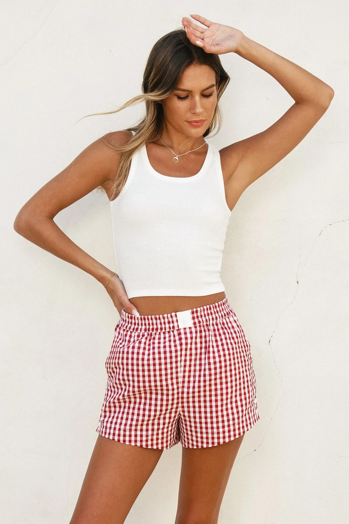 Malay Gingham Button Detail Boxer Shorts