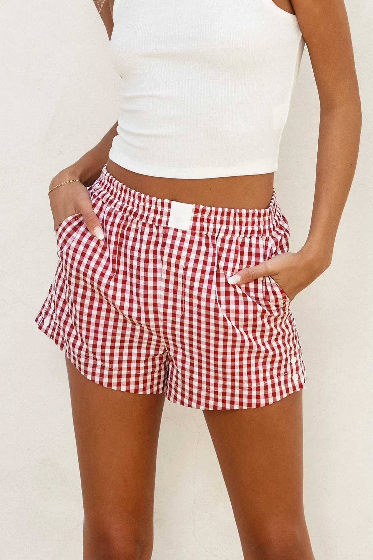 Malay Gingham Button Detail Boxer Shorts