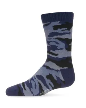 Memoi Camo Boys Crew Socks - Navy