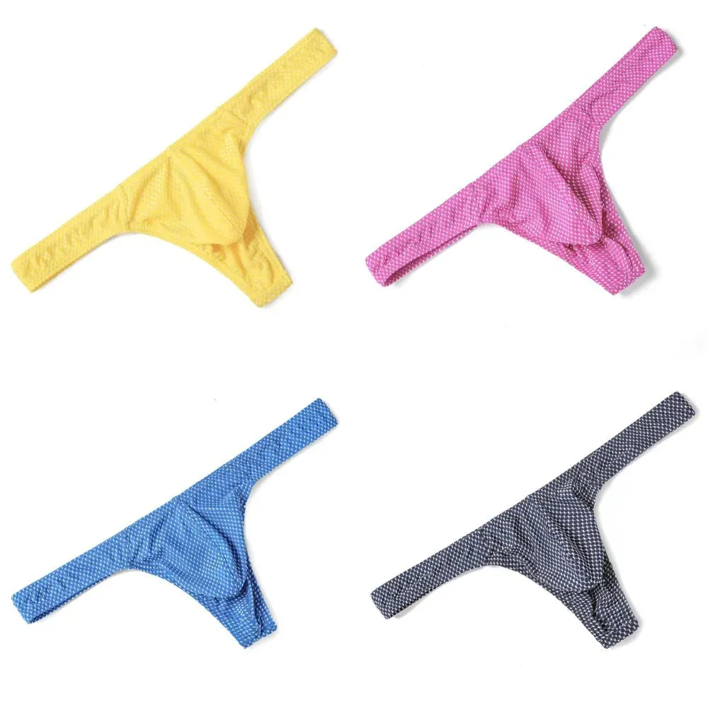 Men's 3D Pouch Honey Comb Pattern Thongs (4-Pack) JEWYEE B703