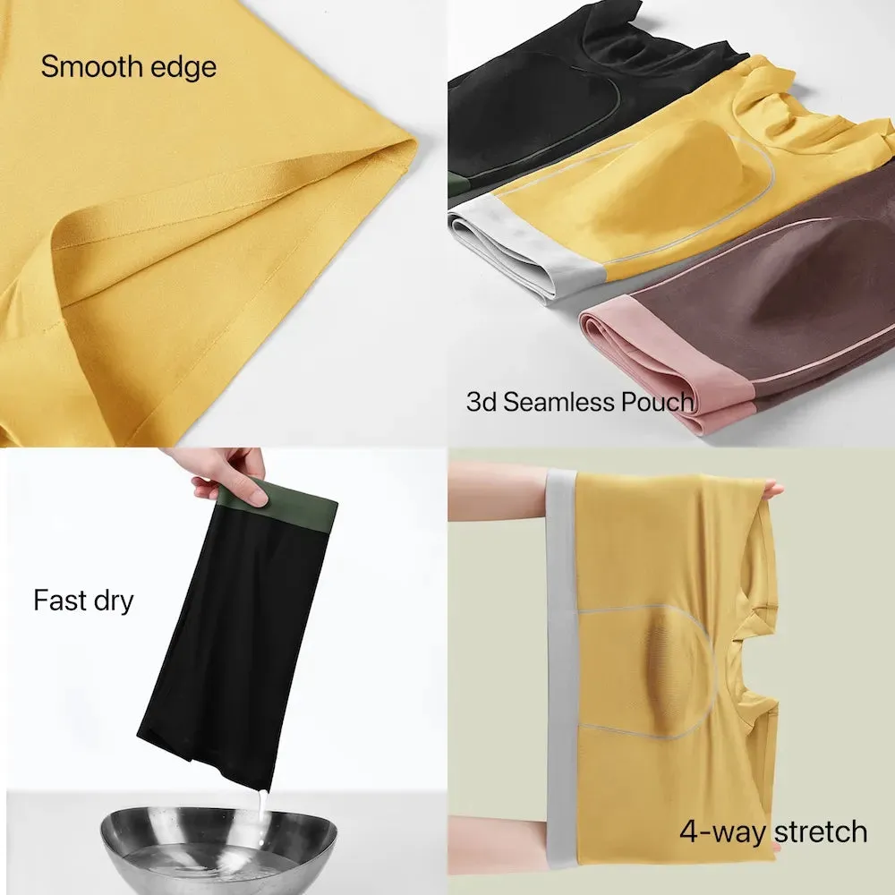 Men's  3D Seamless No-chafe Pouch LENZING Modal Trunks (4 pack) - JEWYEE 8808