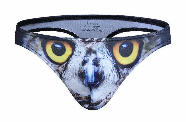 Men's Animal Printed 3D Pouch  Thongs (5-Pack) JEWYEE 1924