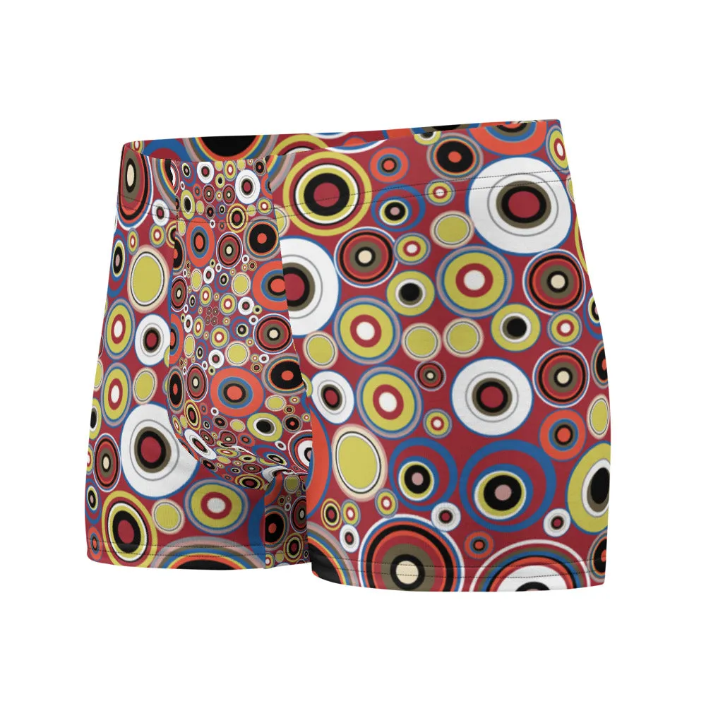 Mens Boxer Briefs | Orange 60s Circle Retro Design Shapes