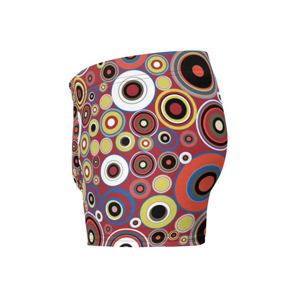Mens Boxer Briefs | Orange 60s Circle Retro Design Shapes