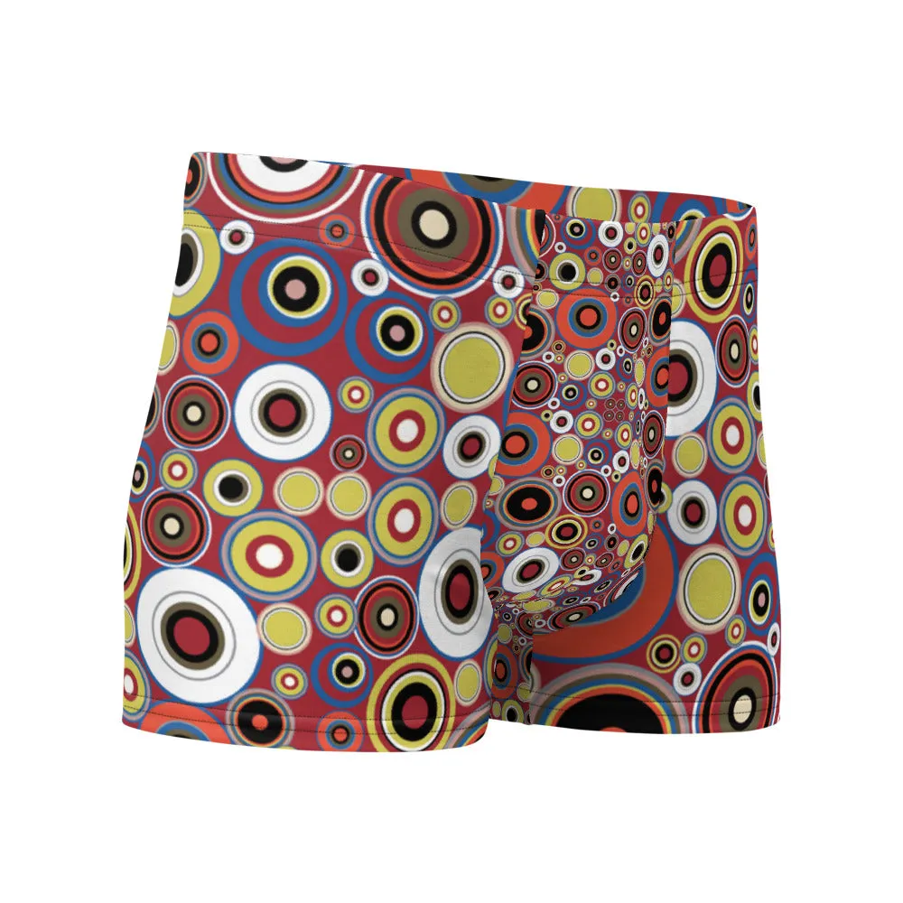Mens Boxer Briefs | Orange 60s Circle Retro Design Shapes