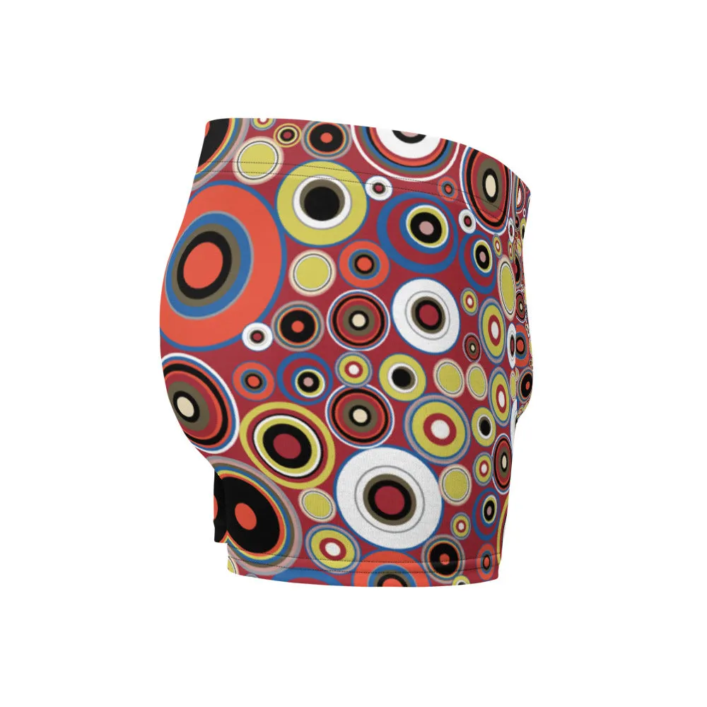 Mens Boxer Briefs | Orange 60s Circle Retro Design Shapes