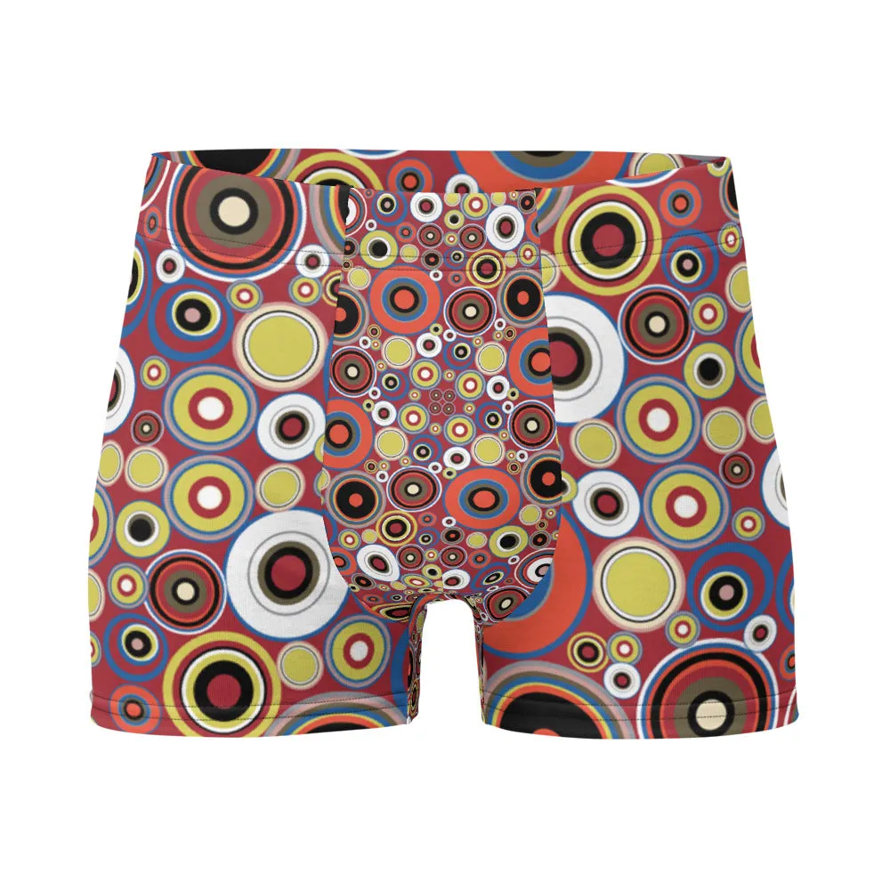 Mens Boxer Briefs | Orange 60s Circle Retro Design Shapes