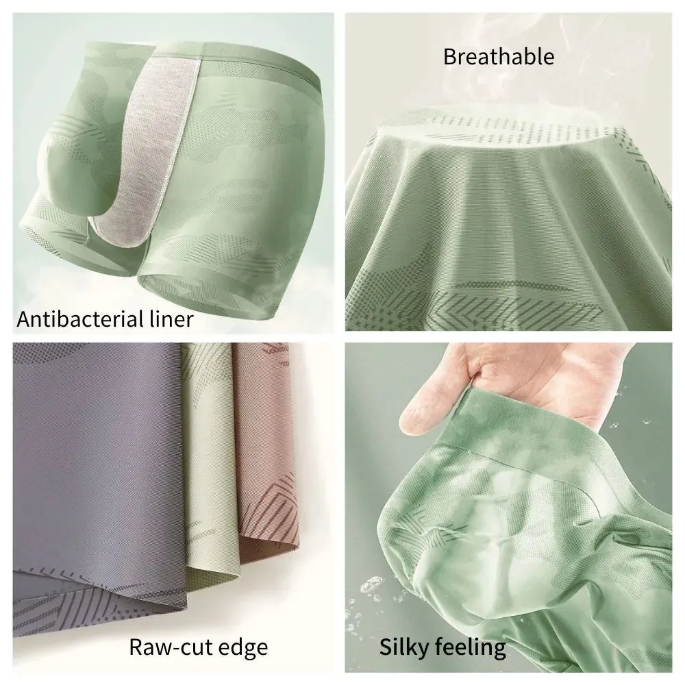 Men's Printed Ice Silk Underpants (4-Pack) - JEWYEE ZJ028