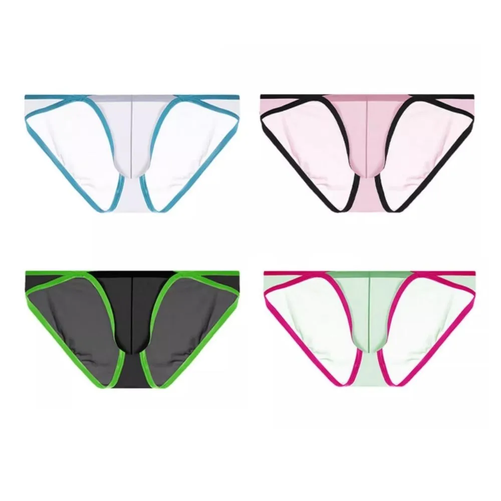 Men's See-through Ultra Thin Ice Silk Low-Rise Briefs (4-Pack) -JEWYEE AY 837M