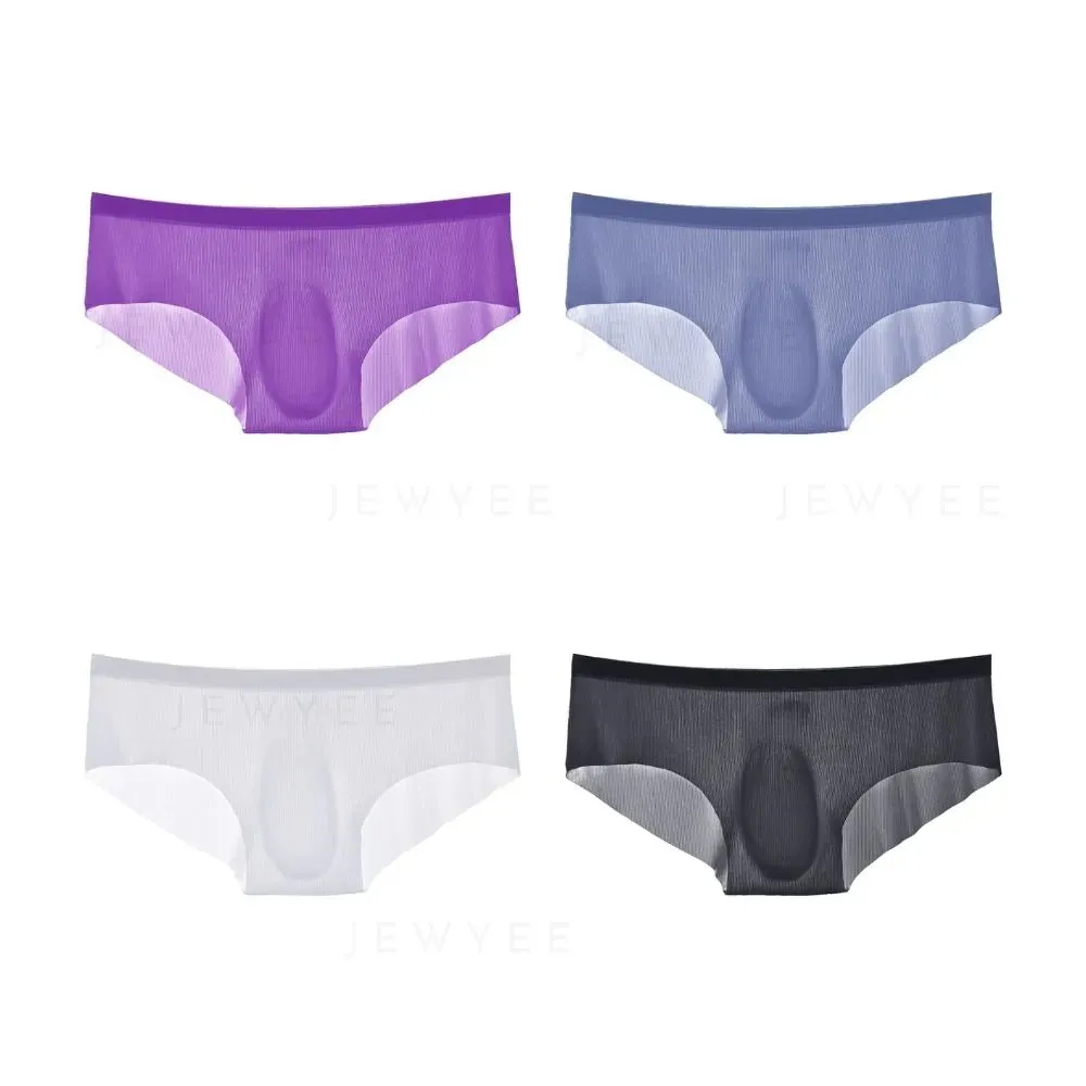 Men's Ultra Thin Ribbed Ice Silk Briefs (4-Pack) -JEWYEE-AY 863SJ