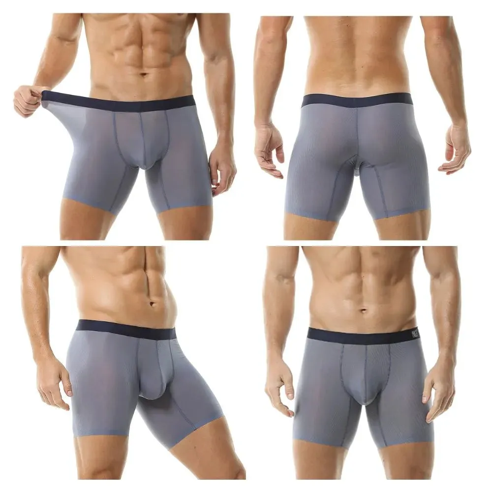 Men's Ultra Thin Ribbed Ice Silk Underpants (4-Pack) - JEWYEE 812