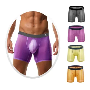 Men's Ultra Thin Ribbed Ice Silk Underpants (4-Pack) - JEWYEE 812