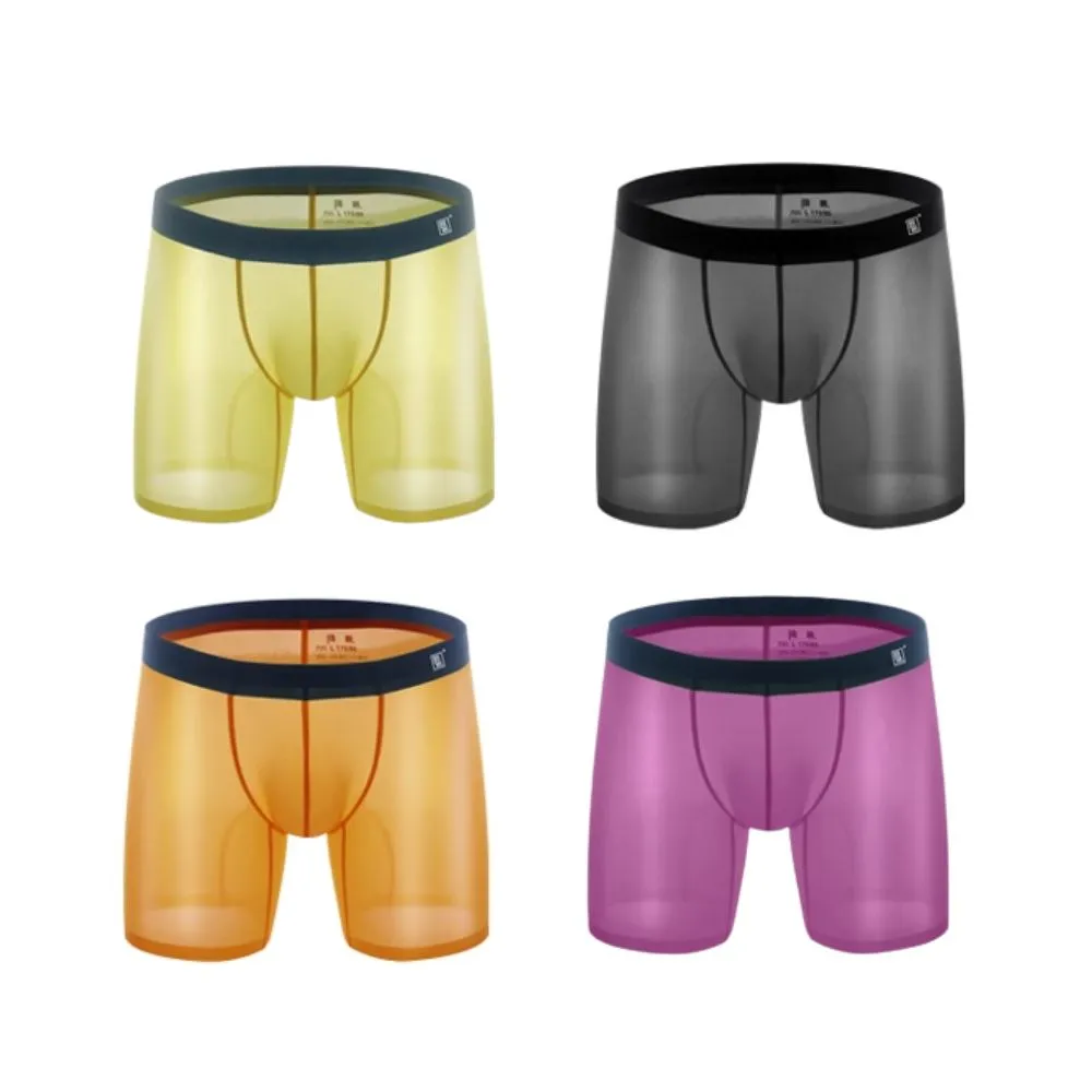 Men's Ultra Thin Ribbed Ice Silk Underpants (4-Pack) - JEWYEE 812